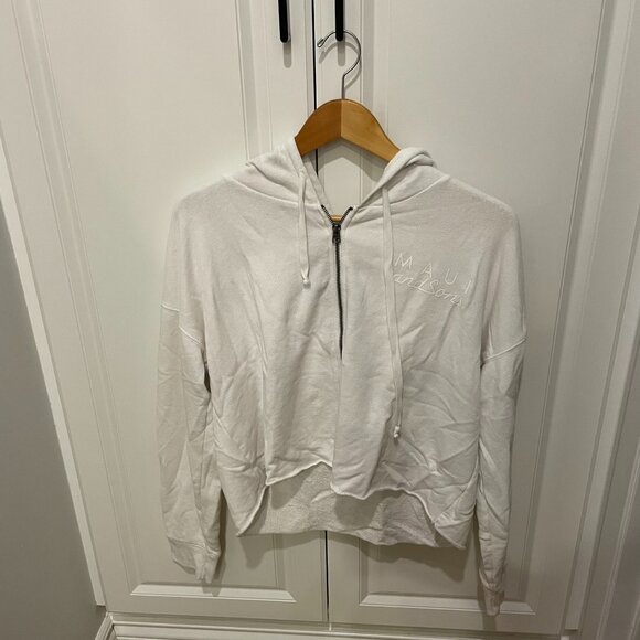 American Eagle Women's White Zip Up Sweater- Sz L/XL - Picture 1 of 3